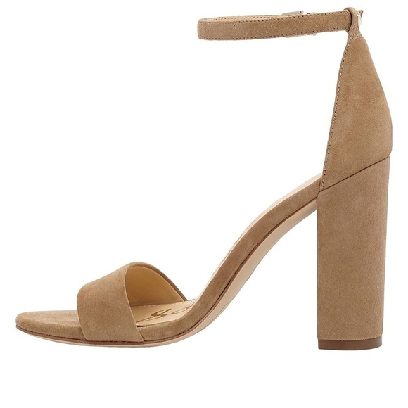Sam Edelman Yaro Oatmeal suede ankle strap sandals block heels Sz 10 1/2 M new - Picture 6 of 14